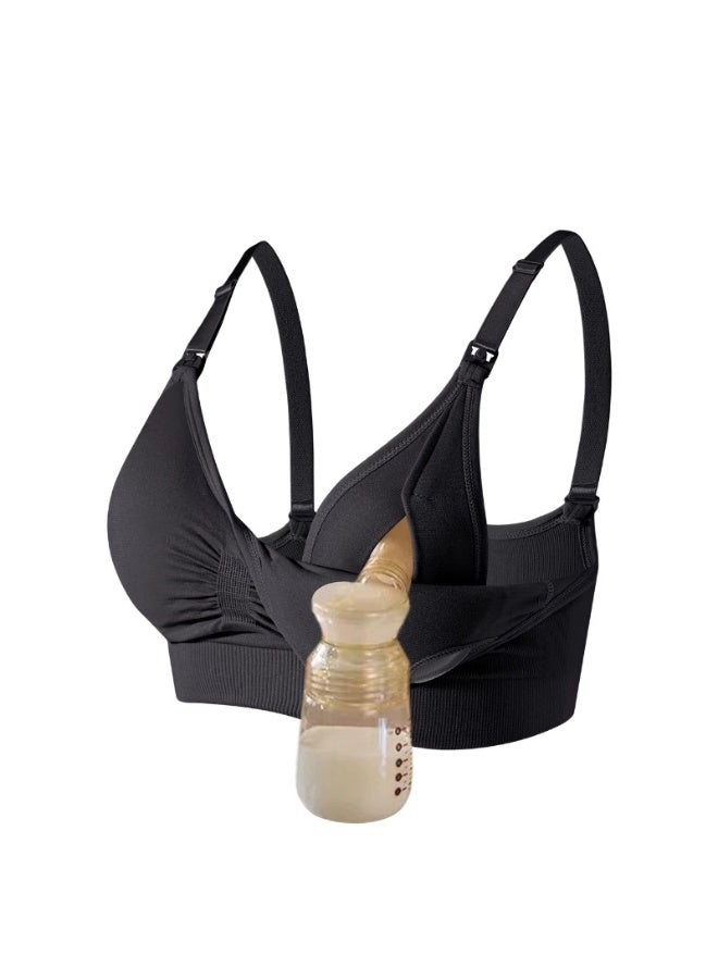 general Women's seamless sleepwear-style nursing bra, suitable for pregnant women during the lactation period. It comes with detachable breast pads and a removable milk pump. - Image 1